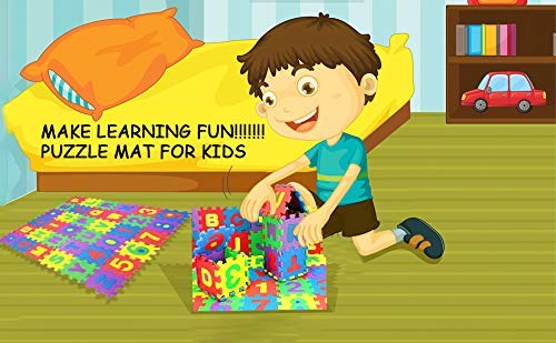 Storio 36 Pieces Mini Puzzle Foam Mat for Kids, Interlocking Learning Alphabet and Number Mat for Kids : Made in India