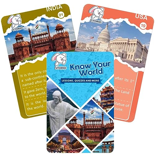 Storio EVA Foam World Map Puzzles for Kids with Trump Fact Cards for Playing Learning & Educational Toys - Jigsaw Puzzles for Kids Ages 4-8 - Gift for 4, 5, 6, 7, 8 Year Old Boys & Girls