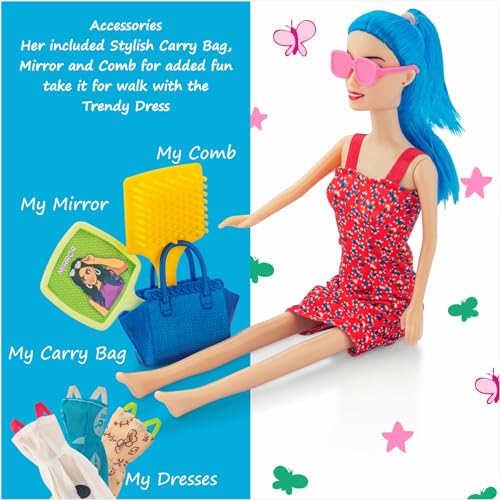 Storio Myra Doll Beautiful Dazzling Doll Toy with Moveable Arms & Legs for Girls (Doll with Accessories) - Red Dress
