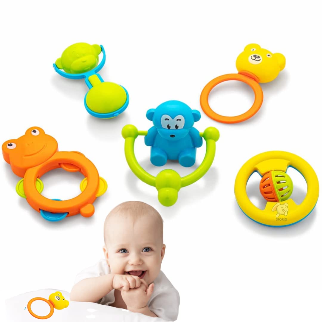 Storio Baby Toys Rattles and Teethers Set for New Born Babies Toddler