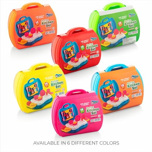 Storio Toys Kitchen Set for Girls Toy with Cooking Utensils Combo Items in Suitcase| Easy to Carry |Realistic Miniature Chefs Pretend Play/Role Play Home Game - Yellow