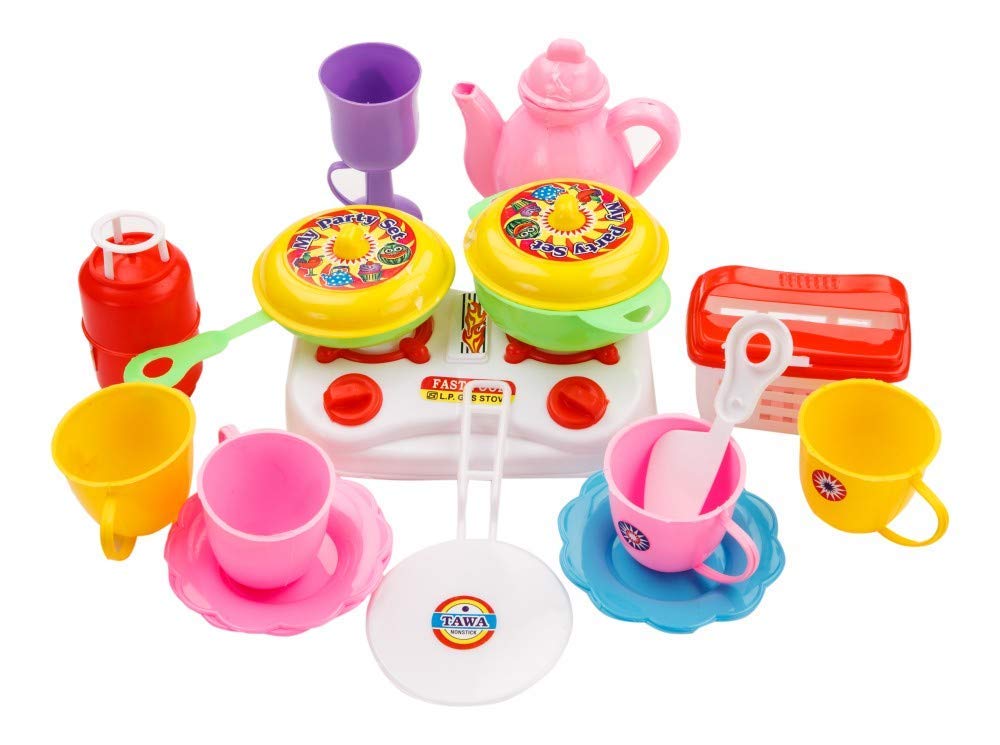 Storio Kitchen Utensils Tea Party Pretend Food Playset for Kids