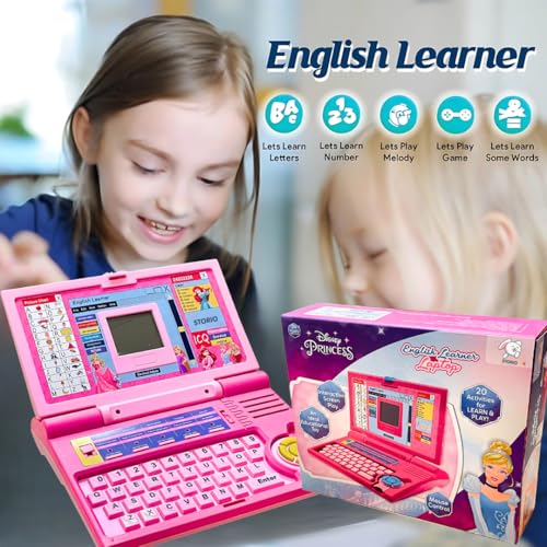 Storio Educational Laptop Computer Toy with Mouse | 1 Year Extended Warranty | Kids Above 3 Years | 20 Fun Activity Learning | Learn Letter Words Games Mathematics Music Logic Memory Tool | Pink