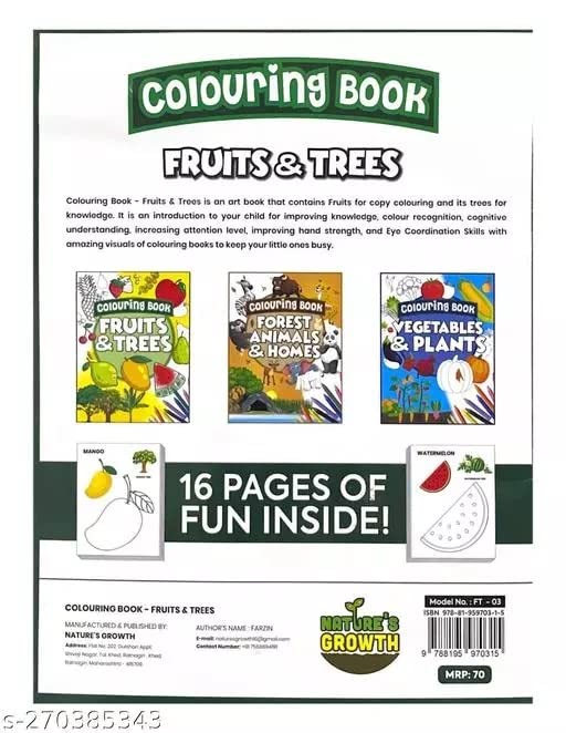 Storio Colouring Books for Kids (Set of 3 Books) - Gift to Children for Painting, Drawing and Colouring - Vegetables, Animals, Fruits - 3 to 6 Years Old
