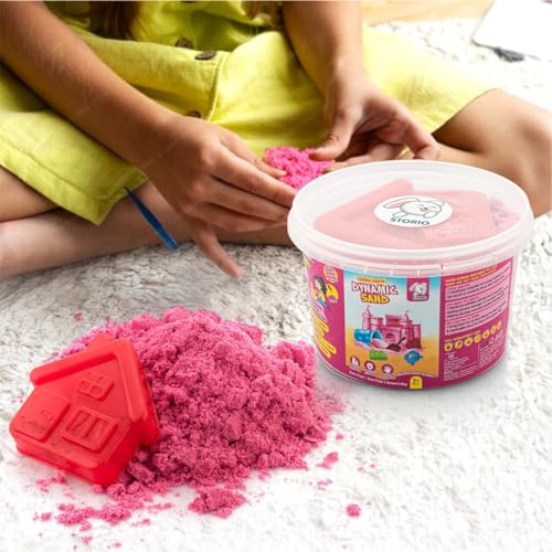 Storio Amazingly Soft Space Dynamic Play Sand - 500g with One Free Mold Toys for Kids Indoor Beach Play Kit | Non-Sticky & Non-Toxic - Pink