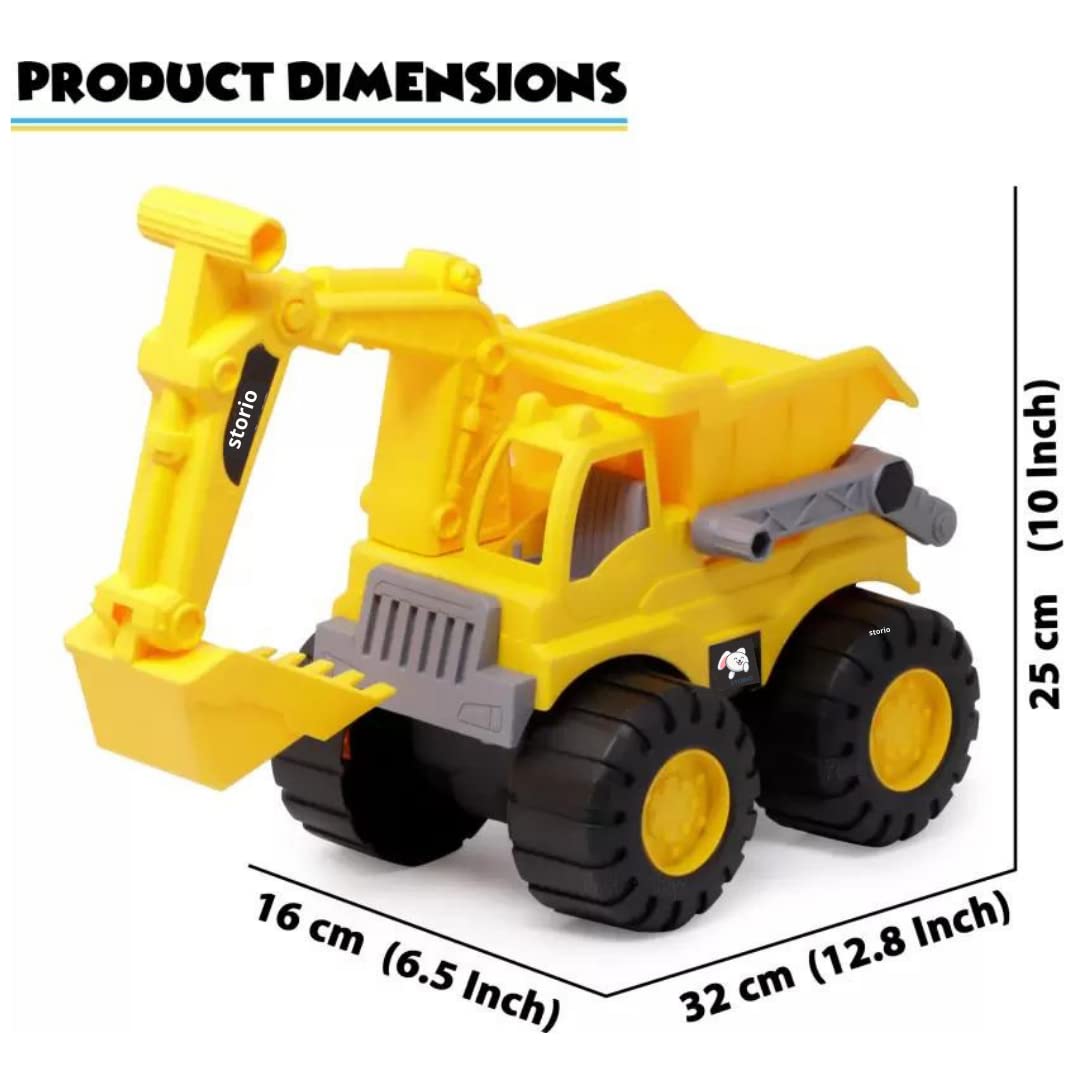 Storio Toys Push and Go Automobile Bulldozer Construction Engineering Excavator Vehicle Dumper Truck Toy for Kids Boys (Excavator Truck)
