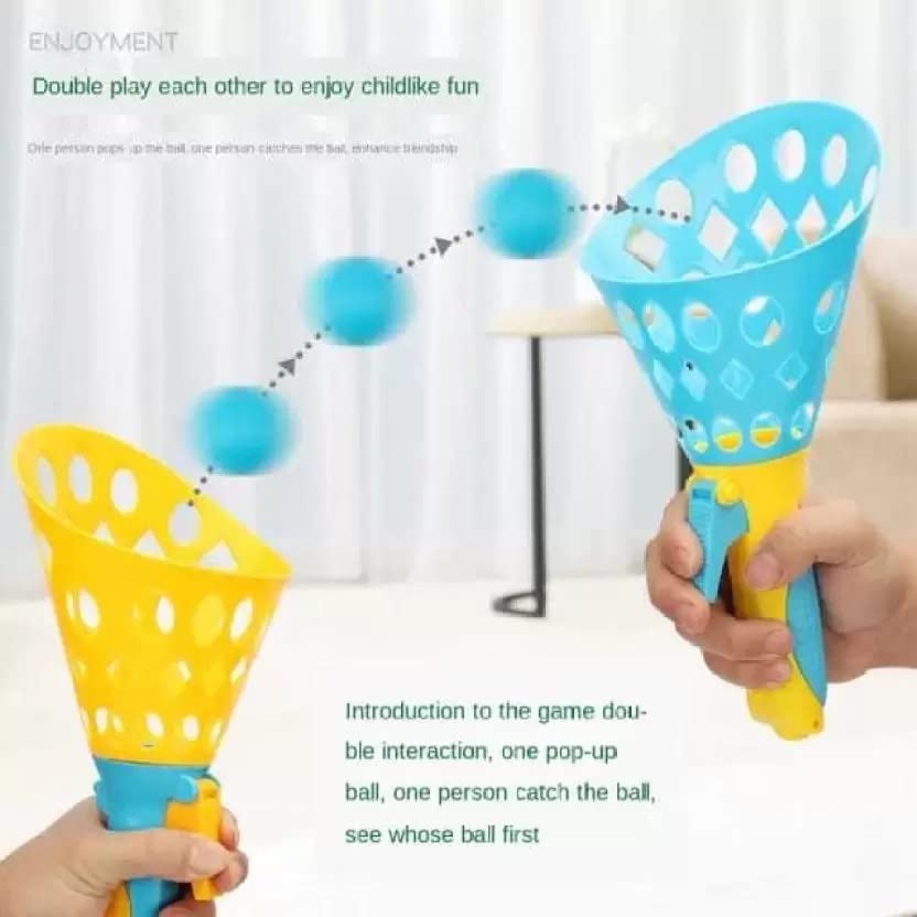 Storio Click and Catch Twin Ball Launcher Game with 3 Balls Indoor Outdoor Toy Set, Pop & Catch Ball Play Fun Boys & Girls