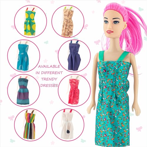 Storio Myra Doll Beautiful Dazzling Doll Toy with Moveable Arms & Legs for Girls (Doll with Accessories) - Green Dress