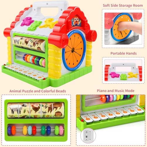 Storio Baby Toddler Activity Center Musical Activity Cube Play Learning Center Toy Interactive Educational Activity House Multi-Functions with Lights Sounds - Activity House