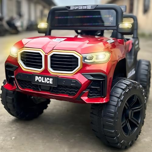 Storio Premium Rechargeable Baby Battery-Powered Electric Car Jeep for Kids – Electric Ride-On Car Toy with Bluetooth Music & Lights – Dual Control Mode for Ages 2 to 5 Year - Red Color