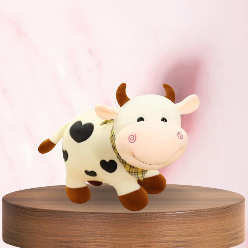 Storio Soft Plush Cow Toy for Kids | Ultra-Soft Cuddly Stuffed Animal for Babies, Toddlers & Children | Cute Hugging Toy for Boys & Girls | Washable & Safe | Birthday Gift for 1-6 Year Old
