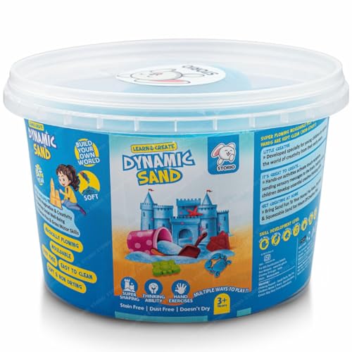 Storio Amazingly Soft Space Dynamic Play Sand - 500g with One Free Mold Toys for Kids Indoor Beach Play Kit | Non-Sticky & Non-Toxic - Blue