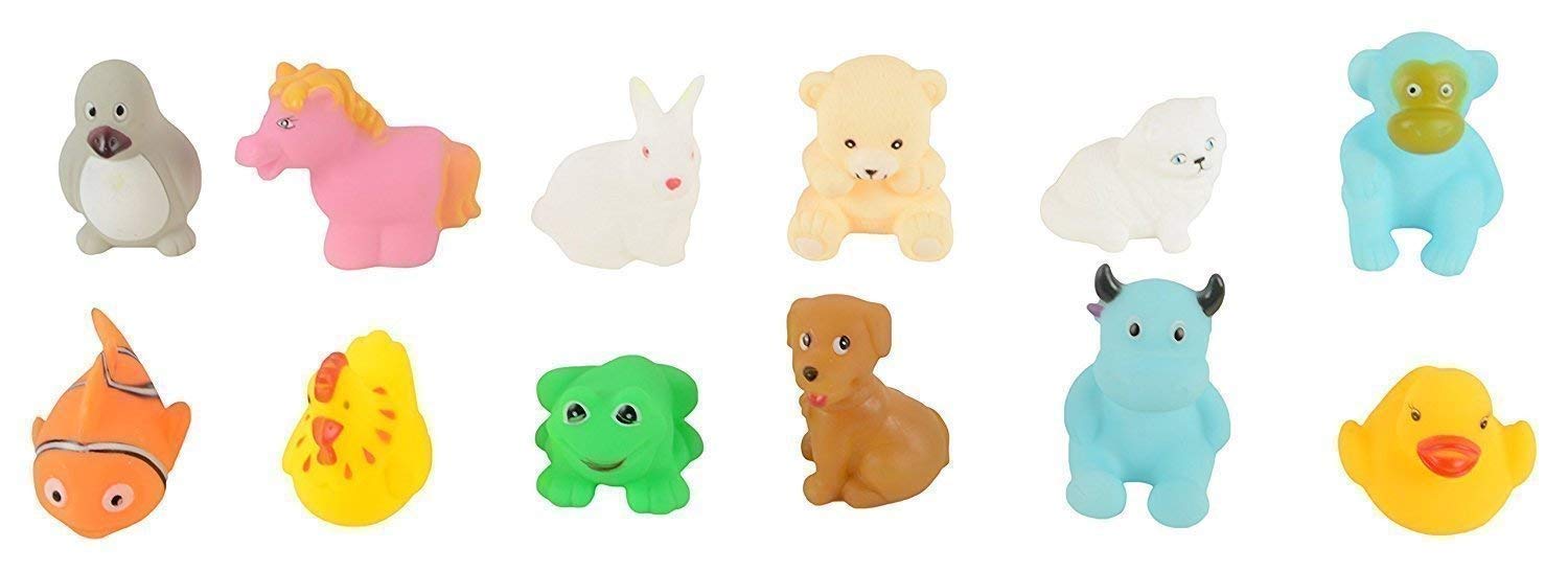 Storio Rubber Colorful Floating Baby Toys Bath Aquatic Animals Chu Chu Toys for Newborn Babies, Kids, Assorted