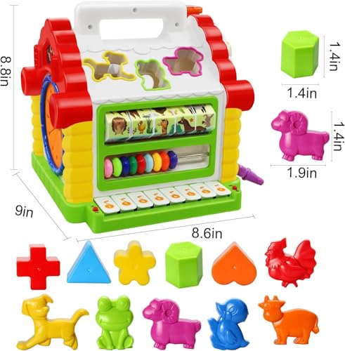 Storio Baby Toddler Activity Center Musical Activity Cube Play Learning Center Toy Interactive Educational Activity House Multi-Functions with Lights Sounds - Activity House