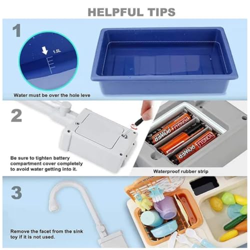 Storio Kitchen Set for Girls | Kids Play Electronic Wash Basin Sink with Live Running Water | Pretend Role Play Kitchen Toys Set - Blue