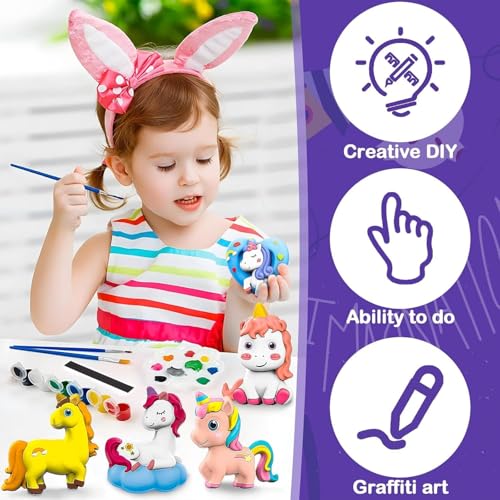 Storio Toys DIY Mould and Paint Craft kit - Unicorn | Kids DIY Craft For 3+ Years | Plaster Figurine Set with Pigments, Palette & Mold, Painting Art & Craft Set - Gift Toys for 3 4 5 6 7 8+ Year Old Boys & Girls