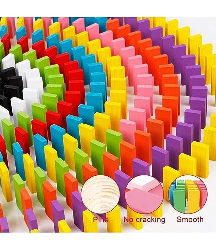 Storio 120 pcs 12 Color Wooden Dominos Blocks Set, for Kids Game Educational Play Toy, Domino Racing Toy Game