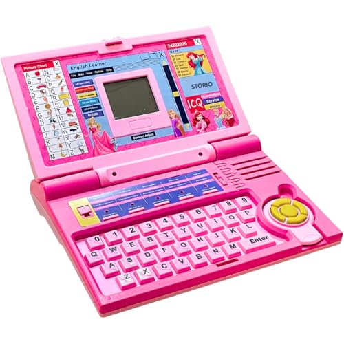 Storio Educational Laptop Computer Toy with Mouse | 1 Year Extended Warranty | Kids Above 3 Years | 20 Fun Activity Learning | Learn Letter Words Games Mathematics Music Logic Memory Tool | Pink