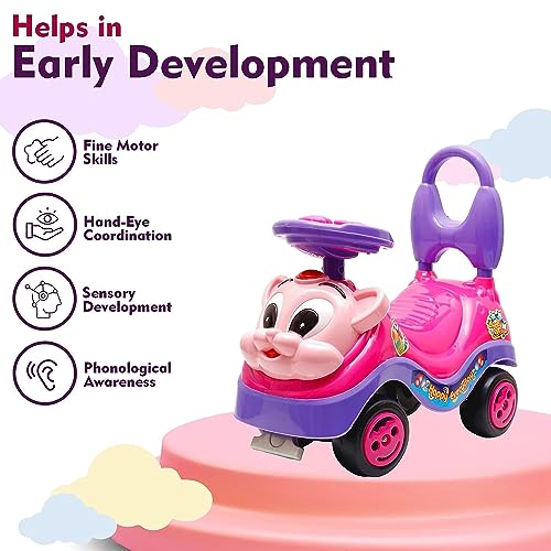 Storio Ride on & Car for Kids with Music & Horn Steering, Push Car for Baby with Backrest, Safety Guard & Big Wheels, Ride on for Kids 1,2,3,4,5 Years (Blue)