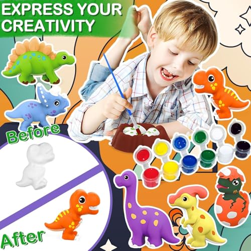 Storio Toys DIY Mould and Paint Craft kit - Dinosaurs | Kids DIY Craft For 5 Years | Plaster Figurine Set with Pigments, Palette & Mold, Painting Art & Craft Set -Gift Toys for 3 4 5 6 7 8 Year Old Boys & Girls