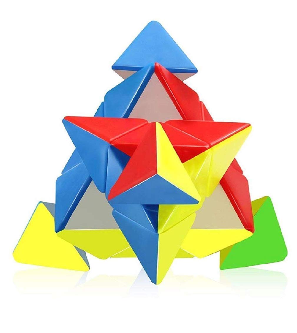 Storio Kid Cubes Pyramid High Speed Sticker Less Magic Puzzle Cube Game Toy (Pyraminx),Multicolor