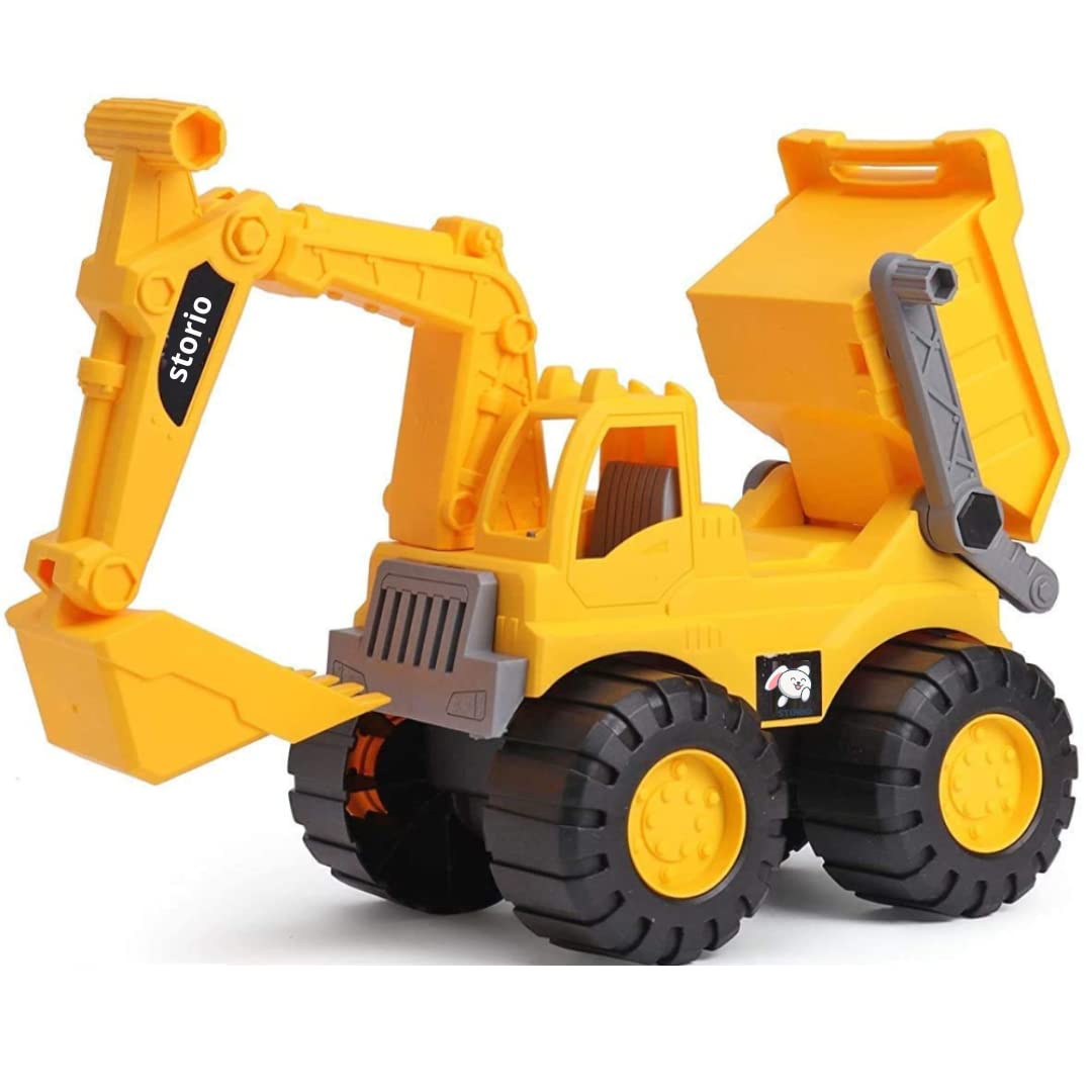Storio Toys Push and Go Automobile Bulldozer Construction Engineering Excavator Vehicle Dumper Truck Toy for Kids Boys (Excavator Truck)