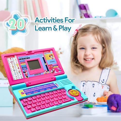 Storio Educational Laptop Computer Toy with Mouse | 1 Year Extended Warranty | Kids Above 3 Years | 20 Fun Activity Learning | Learn Letter Words Games Mathematics Music Logic Memory | Minnie Mouse