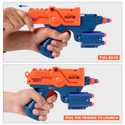 Storio Blaze Fire Storm Soft Bullet Gun Toy with 10 Safe Soft Foam Bullets, Fun Target Shooting Battle Fight Game for Kids Boys (SMG2)