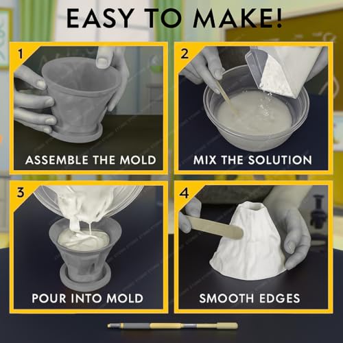 Storio Volcano Eruption DIY Science Kit for Kids | Make Your Own Volcano with Mold, Gypsum & Paint | Fun Learning Activity for Boys & Girls Age 5+ | STEM Educational Experiment Kit
