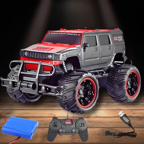 Storio RC Car Rechargeable 1:20 Scale Hummer Off-Road Remote Control Car for Kids, 2WD All Terrain Drift,2.4Ghz Long Range Race Monster Truck, Gift Boys,Girls & Adults - Red