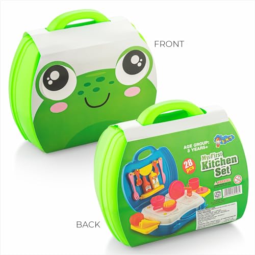 Storio Toys Kitchen Set for Girls Toy with Cooking Utensils Combo Items in Suitcase| Easy to Carry |Realistic Miniature Chefs Pretend Play/Role Play Home Game - Green