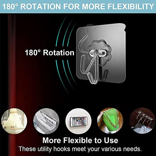 Storio Strong Wall Hooks - Set of 10 Adhesive Hooks for Wall Hanging Without Drilling - Wall Hangers for Clothes, Clips, Stickers, and Photo Frames