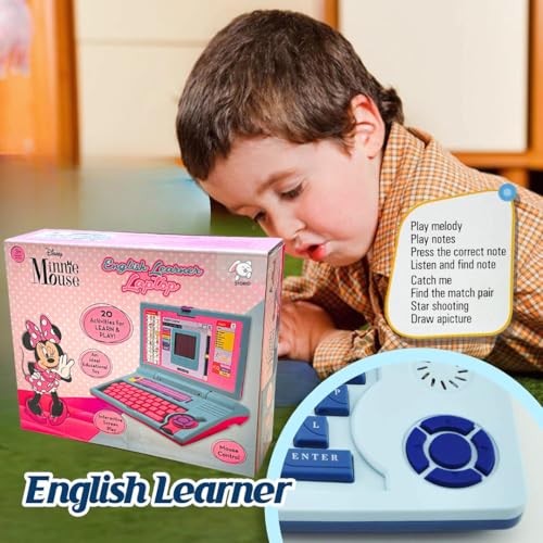 Storio Educational Laptop Computer Toy with Mouse | 1 Year Extended Warranty | Kids Above 3 Years | 20 Fun Activity Learning | Learn Letter Words Games Mathematics Music Logic Memory | Minnie Mouse