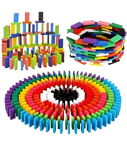 Storio 120 pcs 12 Color Wooden Dominos Blocks Set, for Kids Game Educational Play Toy, Domino Racing Toy Game