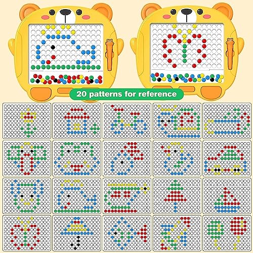 MiniExplorer Big Magnetic Slate Drawing Board for Kids|Doodle Board Magnetic Beads Pen Drawing Board Dot Art Educational Travel Toys for 2-8 Year Old Boys Girl - Yellow
