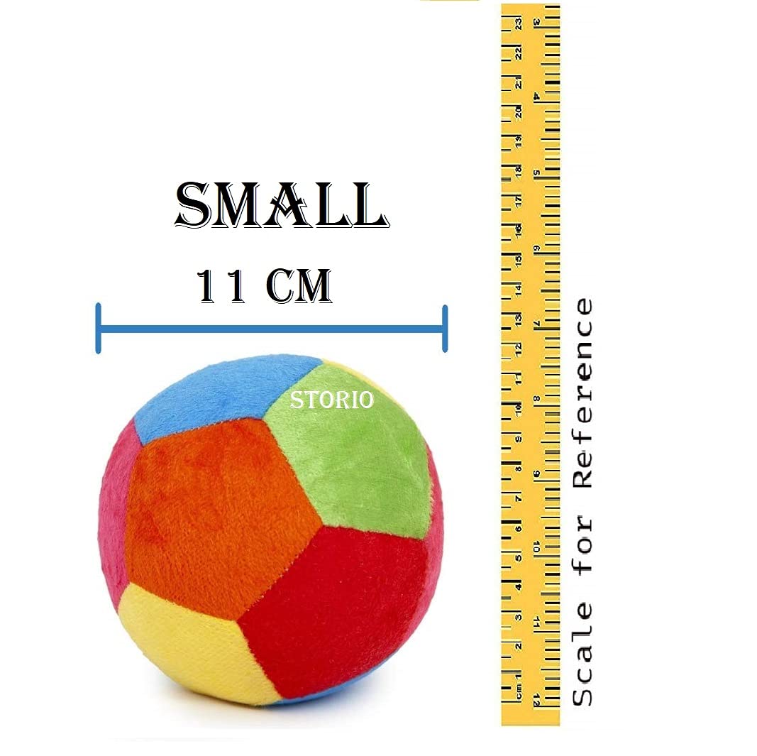 Storio Soft Plush Baby Ball with Rattle Sound Multi Color - 11 cm