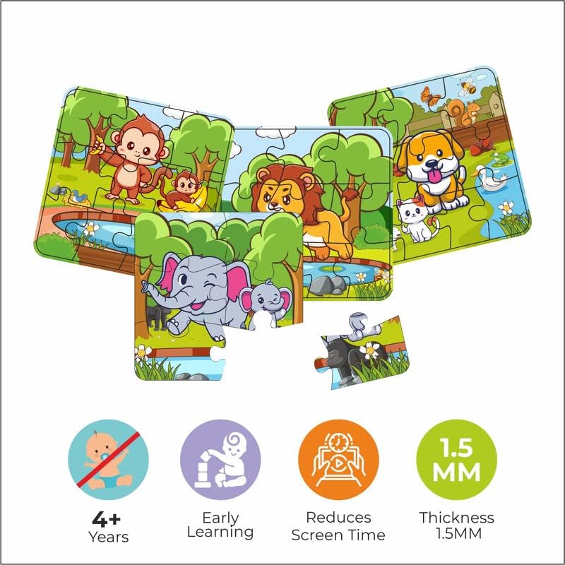 Storio 4 in 1 Jigsaw Junior Small Puzzle Cities, Animal, Abstrac for Kids Toy Learning & Educational Toys Puzzles for Kids Ages