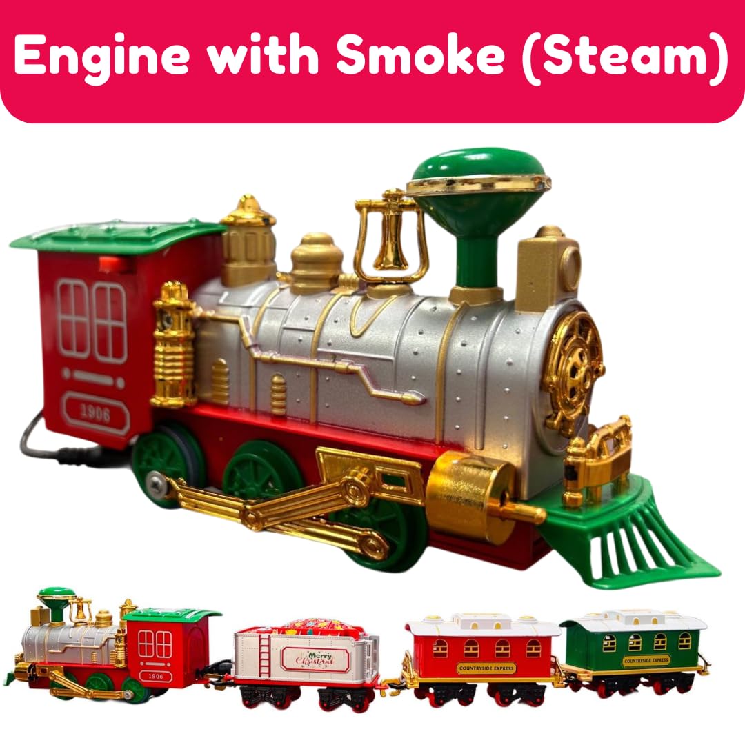 Storio Classic Vintage Toy Train Set with Real Smoke| Railway Set | Train Set with DIY Railway Tracks for Kids 3+ | Gift for Kids