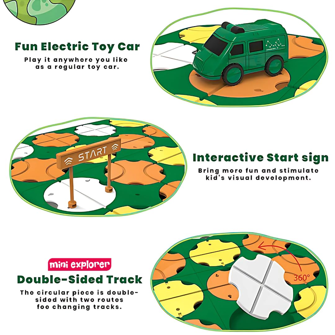 MiniExplorer Jungle Safari Themed DIY Maze Track | 41-Piece DIY Puzzle Track Car Play Set for Kids | Educational Jungle Adventure Maze Set for Cognitive Skill Development | Toys for Kids 3+