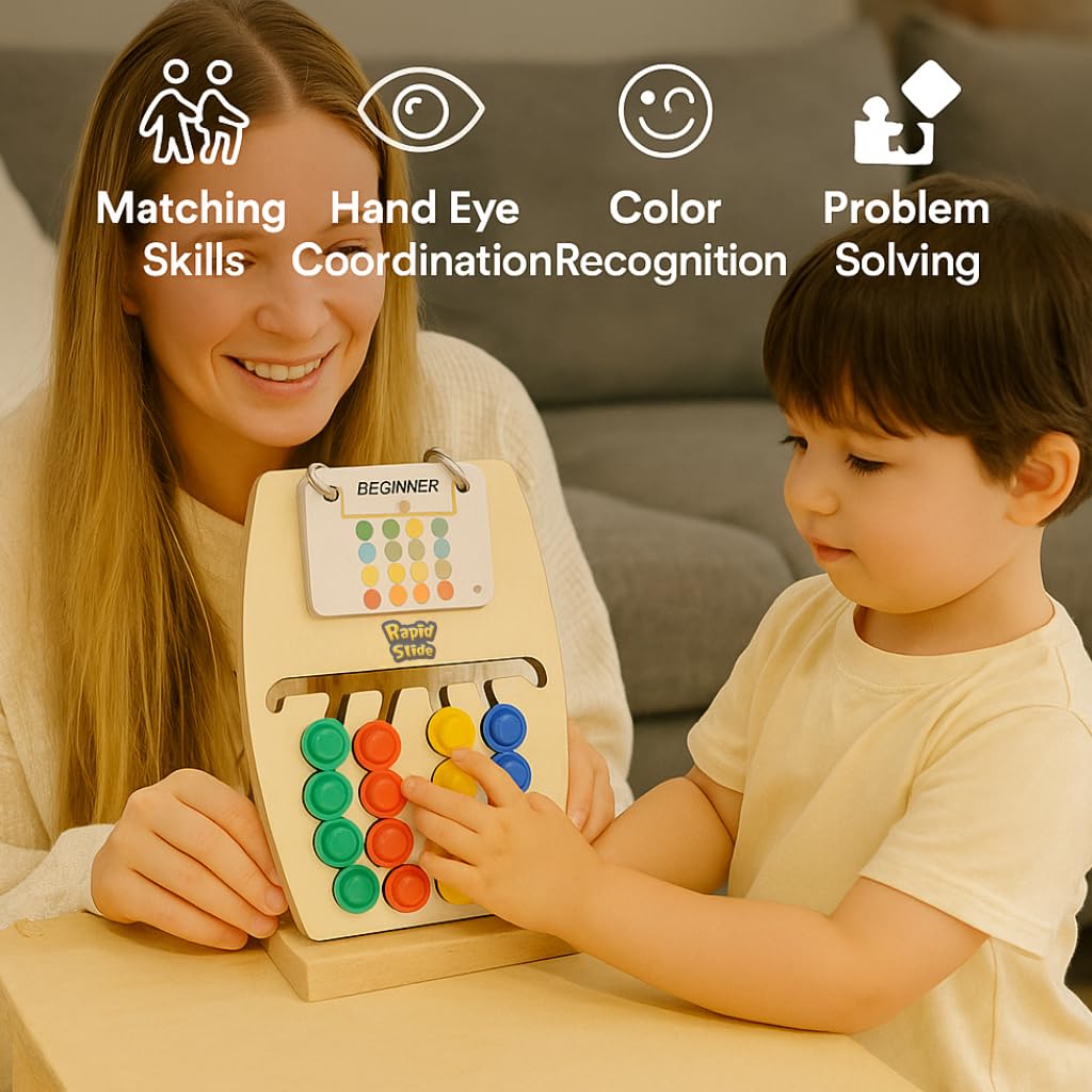 Storio Rapid Slide Montessori Slide Puzzle Early Learning Preschool KidsI Shapes, Color Matching Toys for Kids 4-8 Years I Best Birthday Gift for Boys Girls I Educational Activity Toy for 3 4 5 6 7