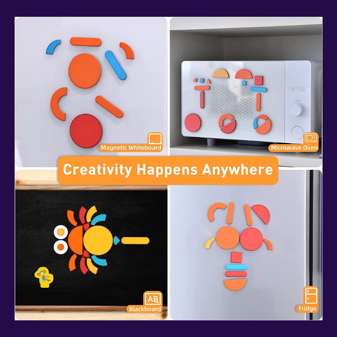 Storio Magnetic Box Series - Pattern Fun Puzzles Toys With Reference Cards and Magnetic Board and Marker To Draw & Play Educational Toy for Kids 2 3 4 Years Boys Girls Montessori Gift Fun & Play for Baby (85+ Magnet Pcs)