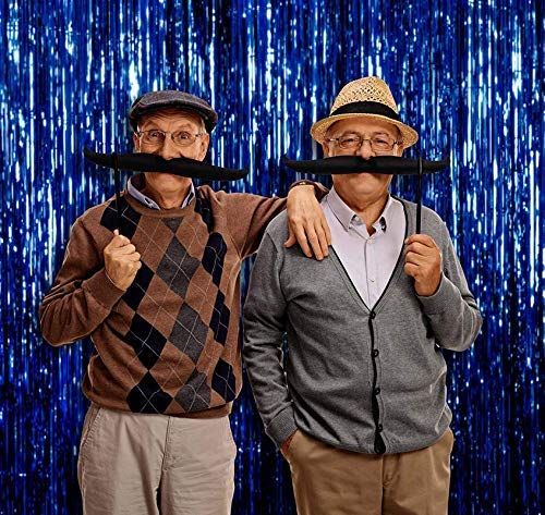 LUXZURY by Storio Party Planner Foil Metallic Fringe Curtains Birthday Party Celebration, Function Decoration (Blue, Pack of 4)