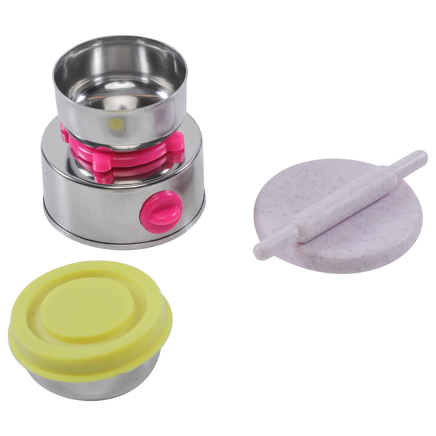 Storio It's My Kitchenware Set Cute Mini Toy Kitchen Stainless Steel Utensils Non Toxic Indian Set for Girls Age 3 Years Plus no Sharp Edges 12 pcs