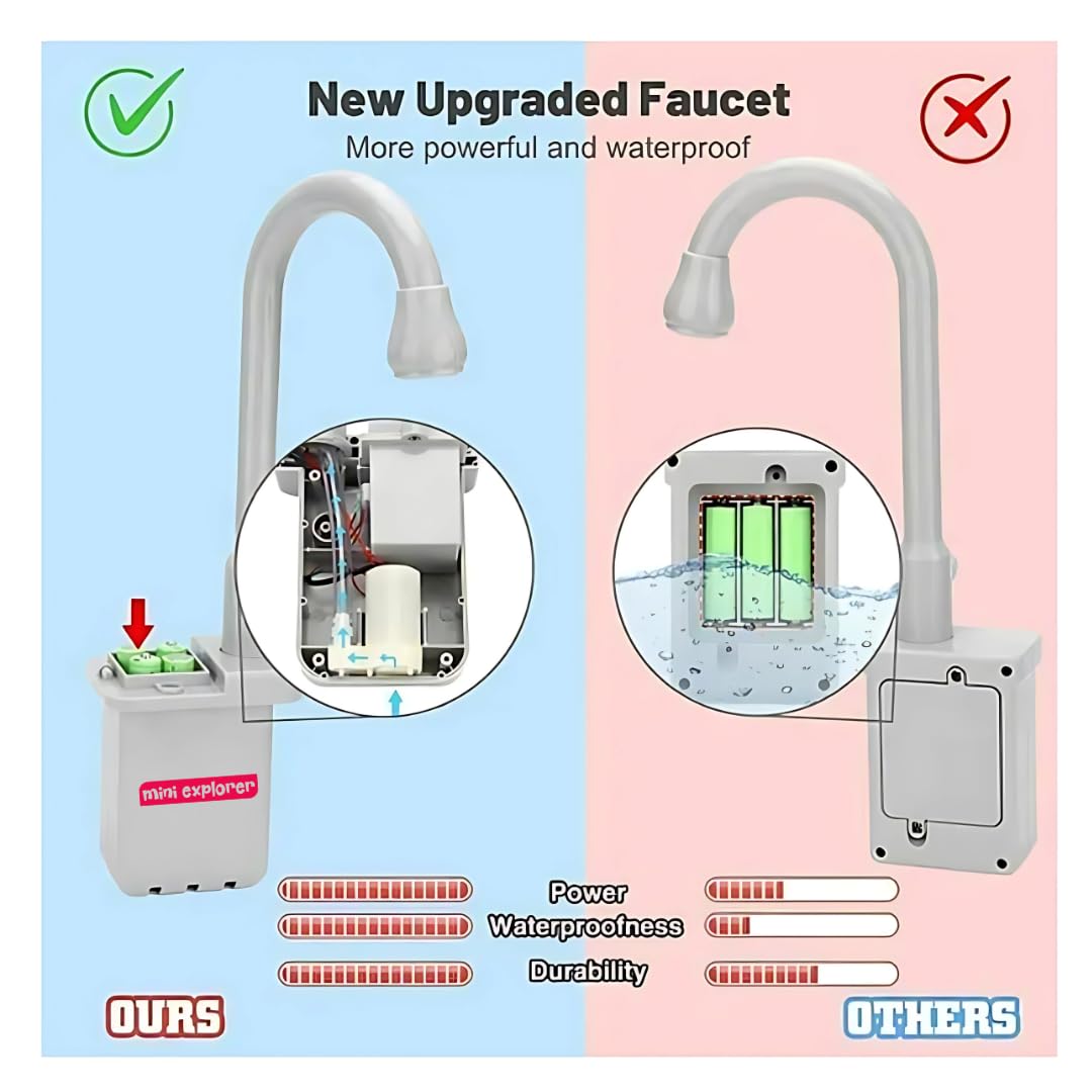 MiniExplorer Frozen Sisters Pretend Play Kitchen Set for Girls Toy Sink Electronic Dishwasher Pretend Role Play Kitchen Toys Set with Working Faucet - Frozen Sisters