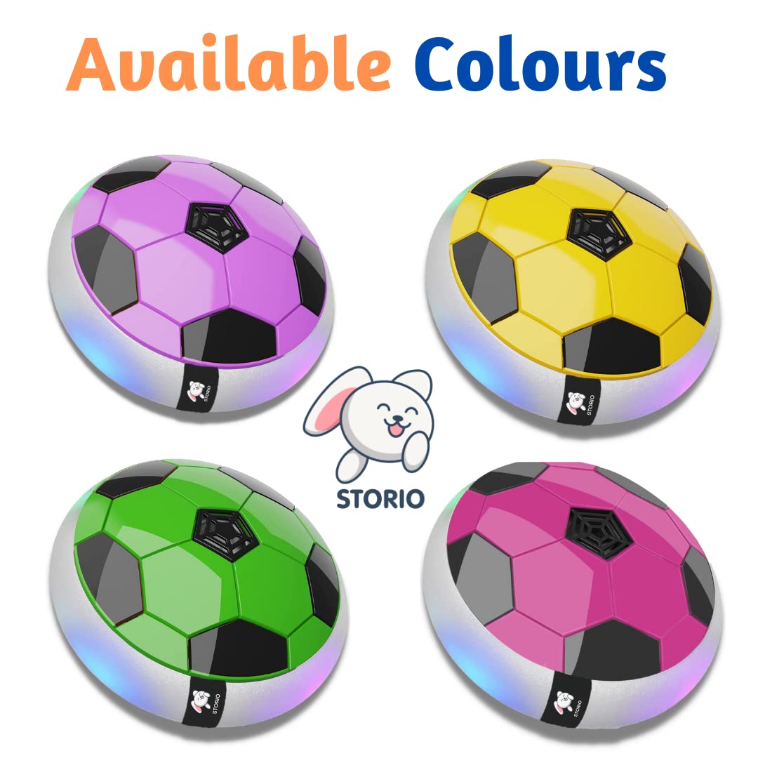 Storio Hover Football | Indoor Floating Hoverball | Disc with Soft Foam Bumpers | Colorful LED Lights | Air Football Soccer Game for Kids | Made in India | BIS-Approved (White)