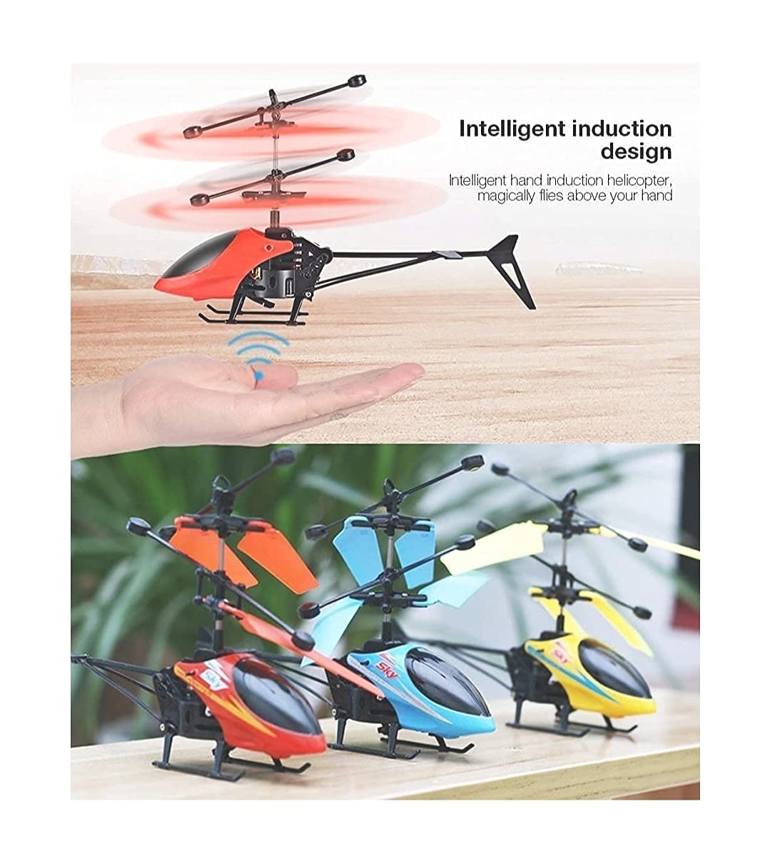 Storio Flying Remote Control RC Induction Type 2-in-1 Indoor Outdoor Helicopter Toys for Kids Boys and Girls