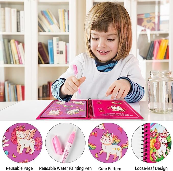 Storio Water Magic Book, Magic Doodle Pen, Coloring Doodle Drawing Board Games for Kids, Educational Book for Growing Kids Pack of 1 Book