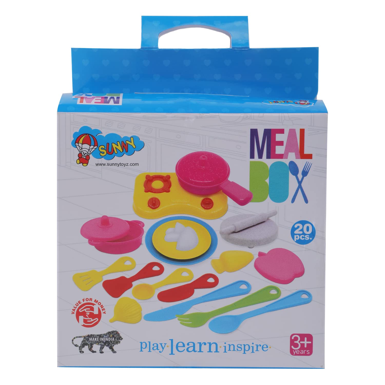 Storio Meal Box Kitchenware Set Toy Non Toxic Plastic Cooking Accessories for Girls Age 3 Years Plus 24 Pieces