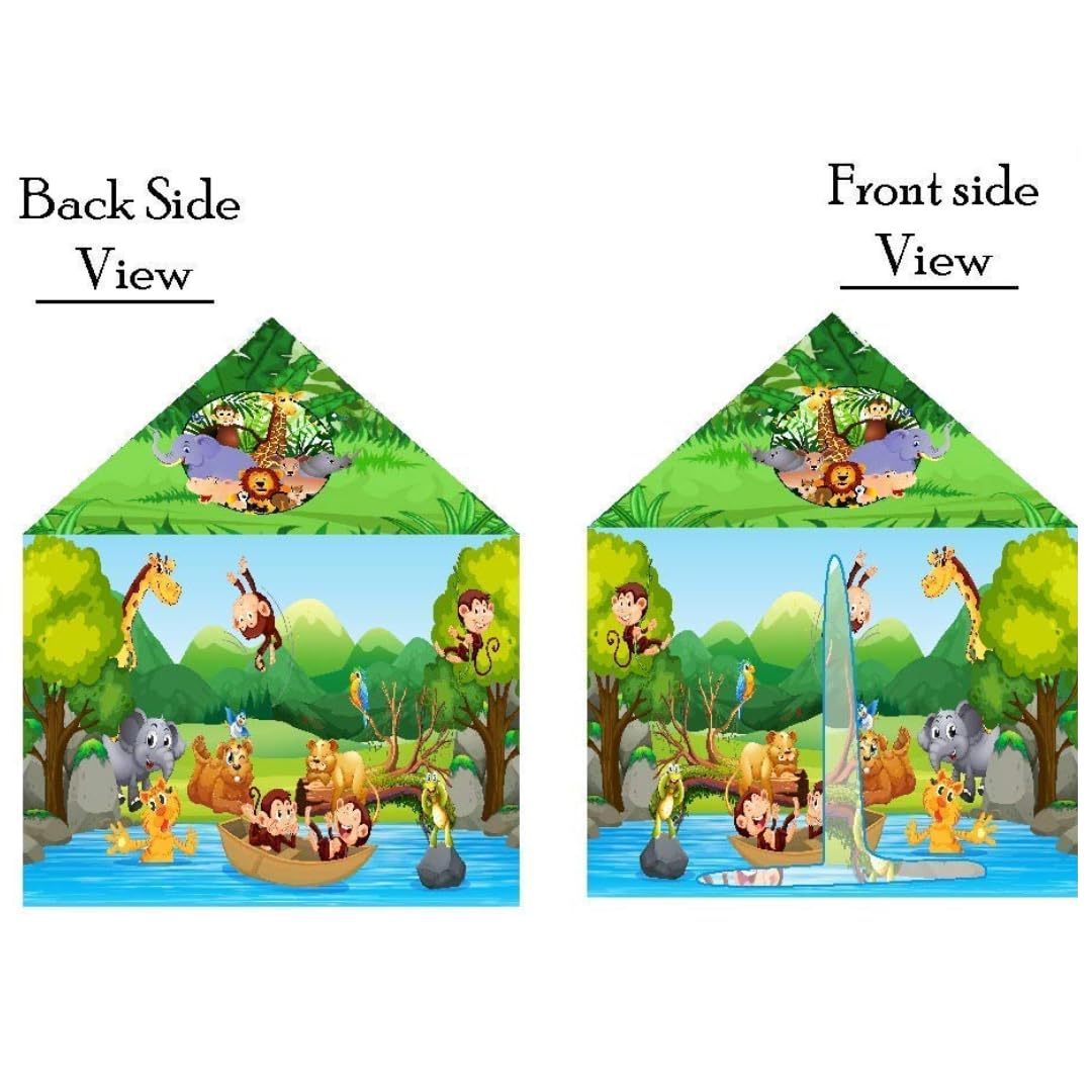 MiniExplorer Indian Jungle Safari Animals Tent House for Kids Aged 3+ Years | Foldable and Portable | BIS Approved - Jungle Safari