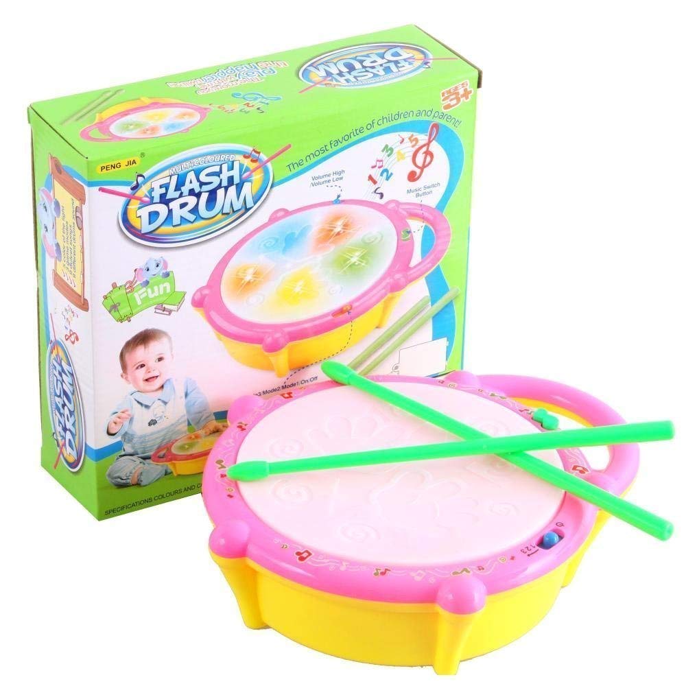 Storio Baby Toys Musical Flash Drum with Light and Sticks to Play for Kids Boys and Girls